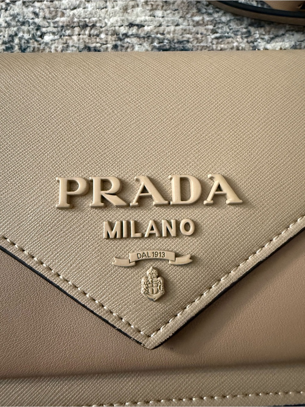 Prada Taupe Leather Envelope Crossbody with Gold Hardware - Picture 3 of 12